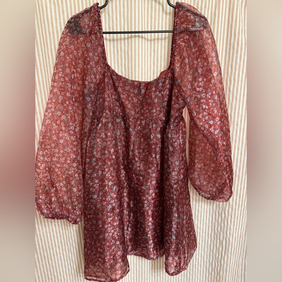 Altar’d State Mini Dress Puff Sleeve size medium NEW WITH TAGS - Picture 4 of 4